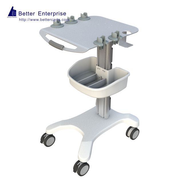 MRI Compatible Ultrasound Cart (Fixed Height with 5 Prob Holders), MRI